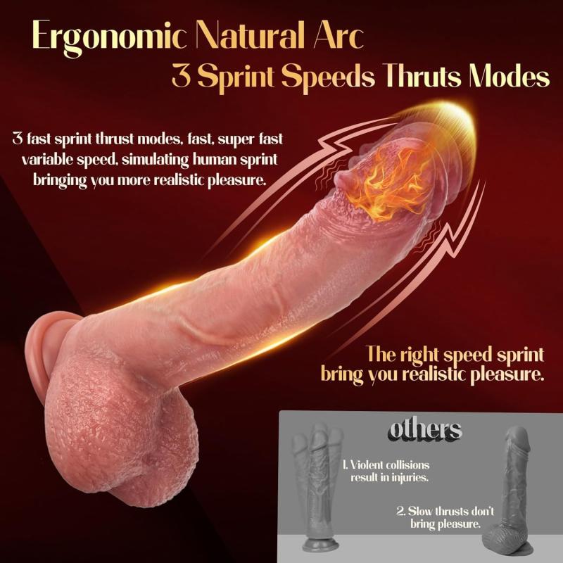 ديلدو متحرك بقوة دفع - 21 سم سيليكون واقعي بــ 3 سرعات و5 أنماط اهتزاز